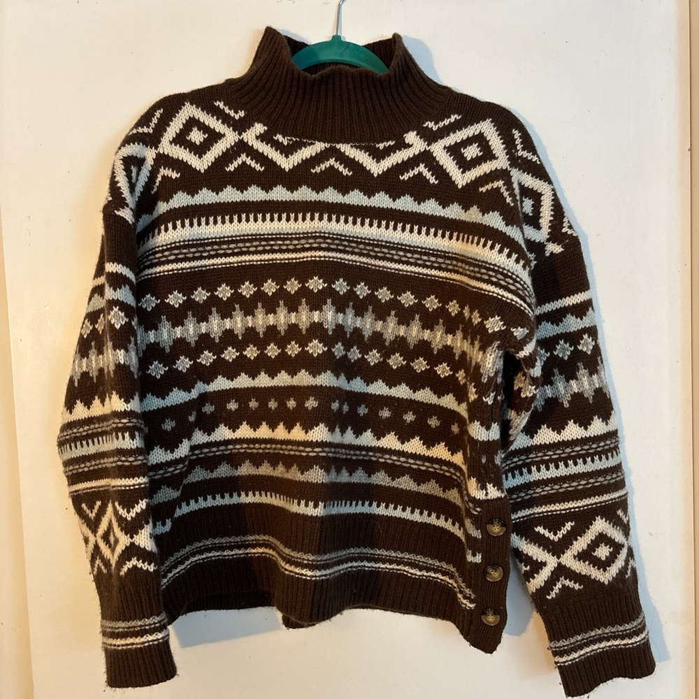 Sundance Brown and Cream Turtleneck Sweater